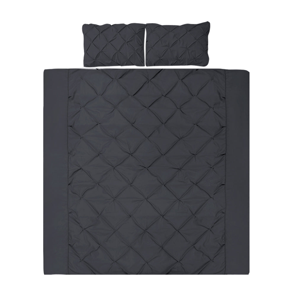 Giselle Bedding Quilt Cover Set Diamond Pinch Black King Chez Guru