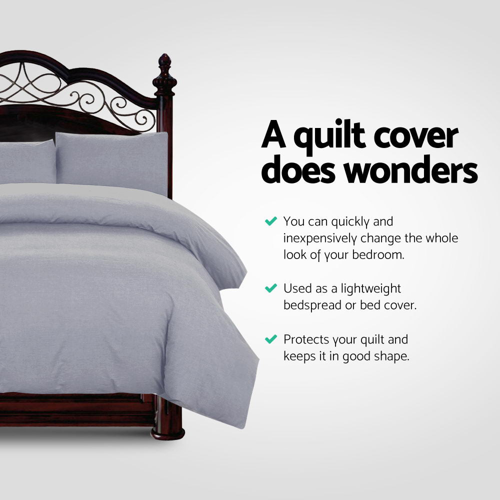 Giselle Bedding Quilt Cover Set Classic Grey Super King Chez Guru