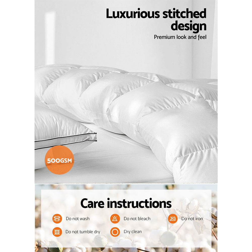 Giselle Bedding 500GSM Goose Down Feather Quilt Queen Chez Guru