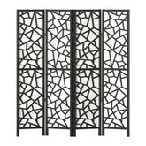 Artiss 4 Panel Room Divider Screen 162x170cm Clover Black Chez Guru