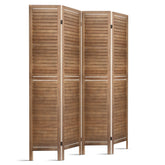 Artiss 4 Panel Room Divider Screen 160x170cm Louver Oak Chez Guru