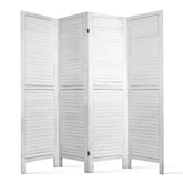 Artiss 4 Panel Room Divider Screen 163x170cm Louver White Chez Guru
