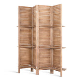 Artiss 4 Panel Room Divider Screen 163x170cm Shelf Oak Chez Guru