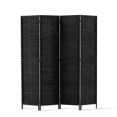 Artiss 4 Panel Room Divider Screen 163x170cm Woven Black Chez Guru