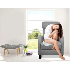 Artiss Fabric Reclining Armchair - Grey - Chez Guru