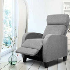 Artiss Fabric Reclining Armchair - Grey - Chez Guru