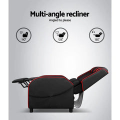 Artiss Recliner Chair Gaming Chair Leather Black Serik Chez Guru