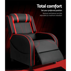 Artiss Recliner Chair Gaming Chair Leather Black Serik Chez Guru