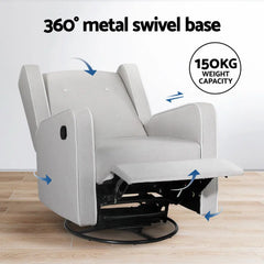Artiss Recliner Armchair 360� Swivel Grey Fabric - Chez Guru
