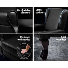 Artiss Recliner Armchair Black Faux Leather Domini - Chez Guru