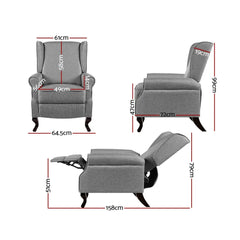 Artiss Recliner Armchair Grey Fabric Domini - Chez Guru