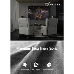 Artiss Recliner Armchair Grey Fabric Domini - Chez Guru