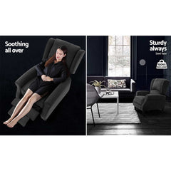 Artiss Recliner Chair Adjustable Sofa Lounge Soft Suede Armchair Couch Charcoal Chez Guru