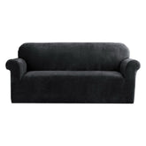 Artiss Sofa Cover Couch Covers 3 Seater Velvet Black Chez Guru