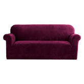 Artiss Sofa Cover Couch Covers 3 Seater Velvet Ruby Red Chez Guru