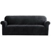Artiss Sofa Cover Couch Covers 4 Seater Velvet Black Chez Guru