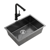 Cefito Stainless Steel Sink 30x45CM With Pull Out Mixer Tap Kitchen Basin Single Bowl Black