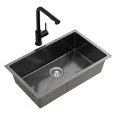 Cefito Stainless Steel Sink 60x45CM With Pull Out Mixer Tap Kitchen Basin Single Bowl Black