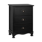 Artiss Bedside Table 3 Drawers Vintage - THYME Black Chez Guru