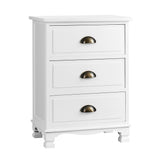 Artiss Bedside Table 3 Drawers Vintage - THYME White Chez Guru