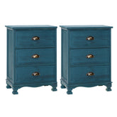 Artiss 2x Bedside Table 3 Drawers Vintage - THYME Blue Chez Guru