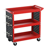Giantz 3-Tier Tool Cart Storage Trolley Workshop Garage Pegboard Hooks Red Chez Guru
