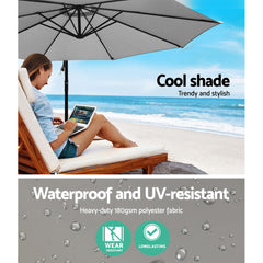 Instahut 3m Outdoor Umbrella Cantilever Beach Garden Patio Grey Chez Guru