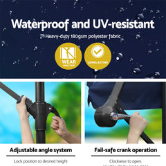 Instahut 3m Outdoor Umbrella Cantilever Beach Garden Patio Navy Chez Guru