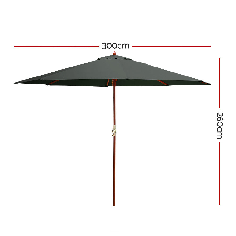 Instahut 3m Outdoor Umbrella Pole Umbrellas Beach Garden Sun Stand Patio Charcoal Chez Guru
