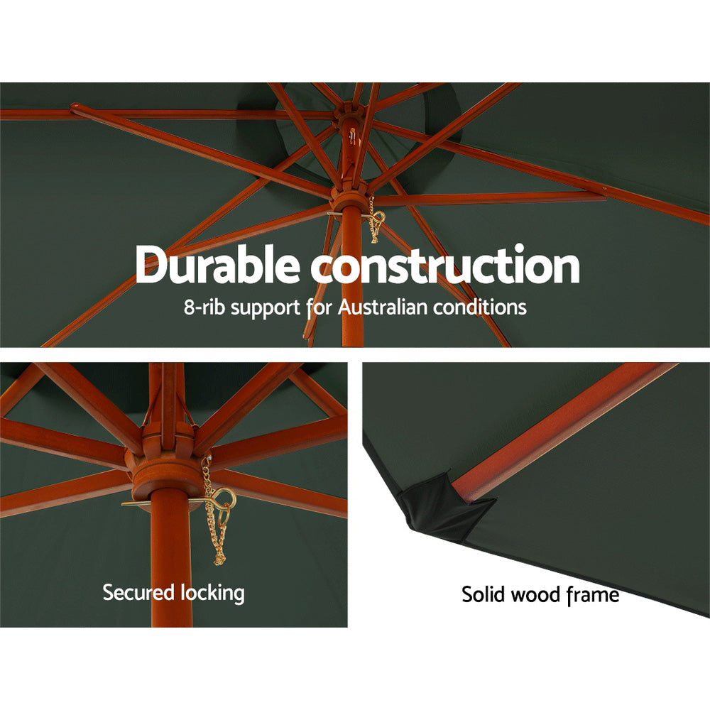 Instahut 3m Outdoor Umbrella Pole Umbrellas Beach Garden Sun Stand Patio Charcoal Chez Guru