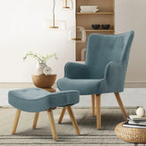 Artiss Armchair Set with Ottoman Blue Lansar - Chez Guru