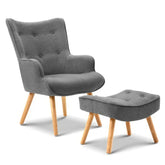 Artiss Armchair Set with Ottoman Grey Lansar - Chez Guru