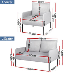 Artiss Armchair 4 Seater Sofa Set Pillow Gery Kane Chez Guru