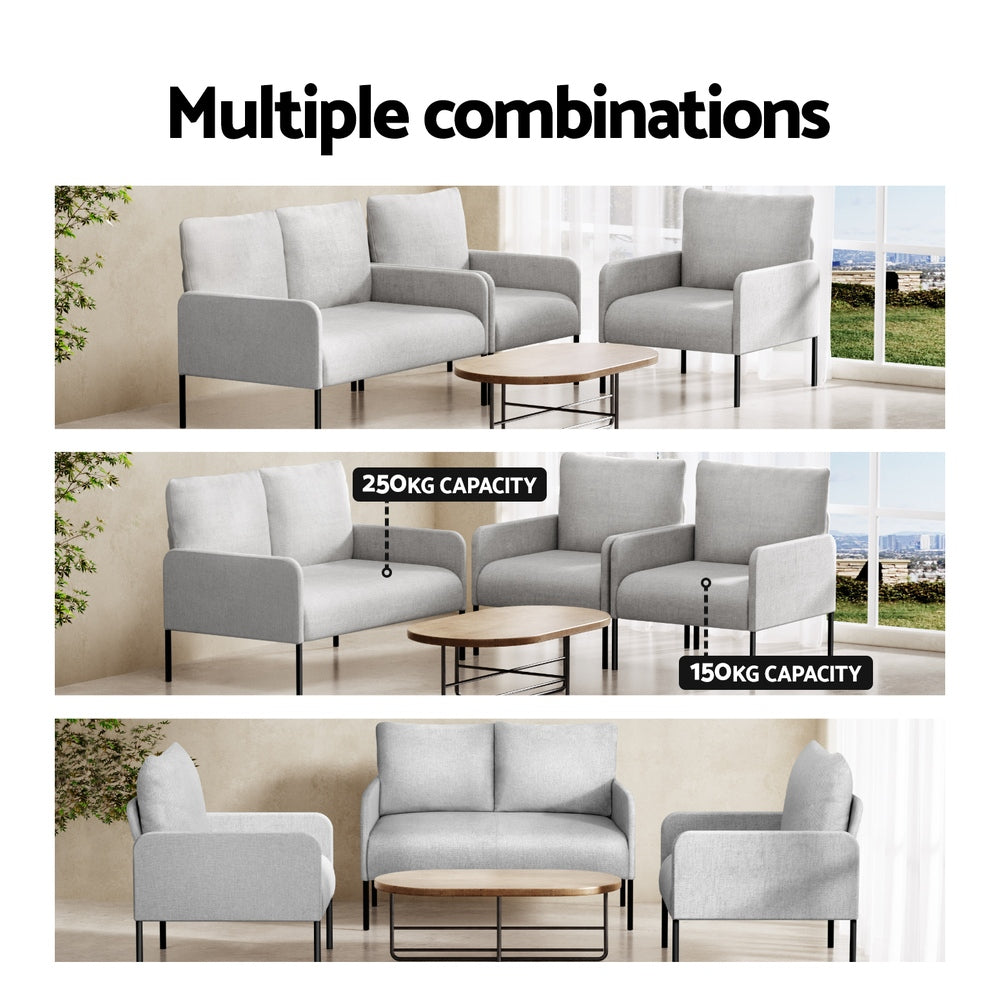 Artiss Armchair 4 Seater Sofa Set Pillow Gery Kane Chez Guru