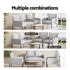 Artiss Armchair 4 Seater Sofa Set Pillow Gery Kane Chez Guru
