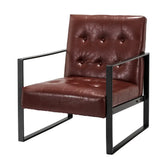 Artiss Armchair Lounge Chair Accent Chairs PU Leather Sofa Brown Metal Frame - Chez Guru