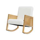 Artiss Armchair Rocking Chair Boucle Rattan White - Chez Guru