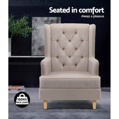 Artiss Rocking Chair Armchair Linen Fabric Beige Gaia - Chez Guru