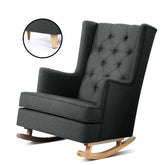 Artiss Rocking Chair Armchair Linen Fabric Charcoal Gaia - Chez Guru