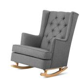 Artiss Rocking Chair Armchair Linen Fabric Grey Gaia - Chez Guru