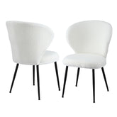 Artiss 2x Dining Chairs Sherpa Boucle Wing Back White