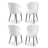 Artiss 4x Dining Chairs Sherpa Boucle Wing Back White