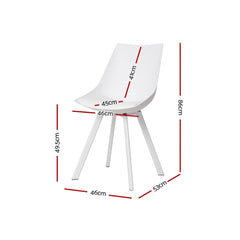 Artiss Dining Chairs Set of 2 PU Leather Plastic Metal White Chez Guru
