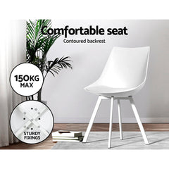 Artiss Dining Chairs Set of 2 PU Leather Plastic Metal White Chez Guru