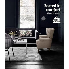Artiss Armchair Wingback Beige Andrew - Chez Guru