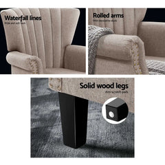 Artiss Armchair Wingback Beige Andrew - Chez Guru