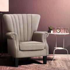 Artiss Armchair Wingback Beige Andrew - Chez Guru
