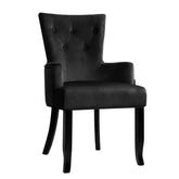 Artiss Dining Chair Velvet French Provincial Armchair Black - Chez Guru