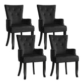 4x Artiss Dining Chairs Velvet French Provincial Armchair Black