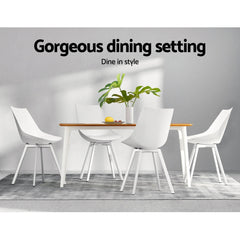 Artiss Dining Chairs Set of 2 PU Leather Plastic Metal White Chez Guru